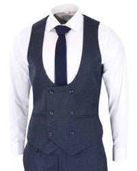 Men's Navy Check 3 Piece Suit