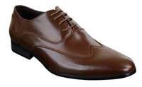 Mens Leather Laced Brogues Italian Designer Shoes Smart Formal Classic Retro