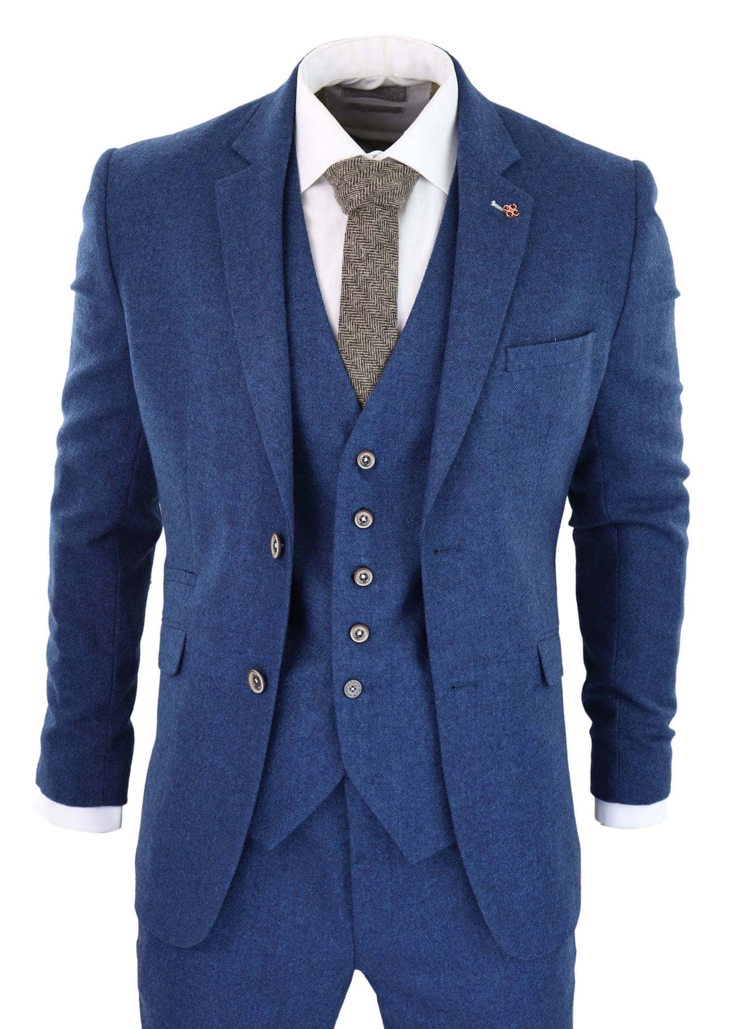 Cavani Orson - Blue Twill 3 Piece Suit