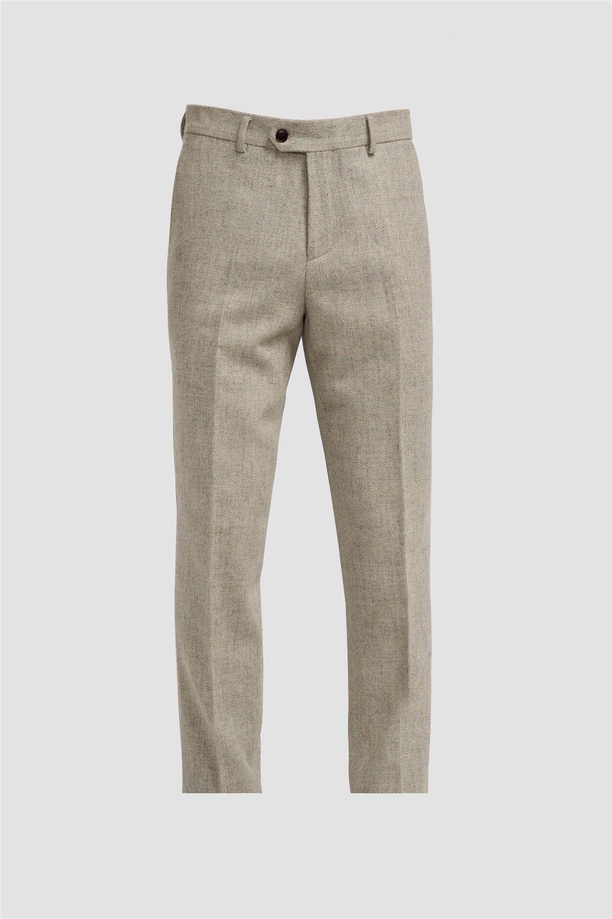 Thomas – Graue Herrenhose aus Wollmischgewebe mit Fischgrätmuster