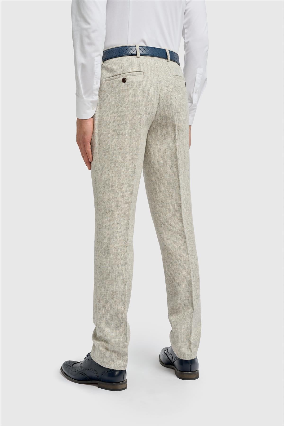 Thomas – Graue Herrenhose aus Wollmischgewebe mit Fischgrätmuster