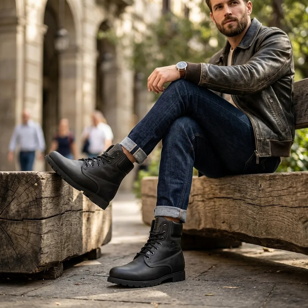 03 C3 – Schwarze, wasserdichte Herren-Ankle-Boots aus Leder