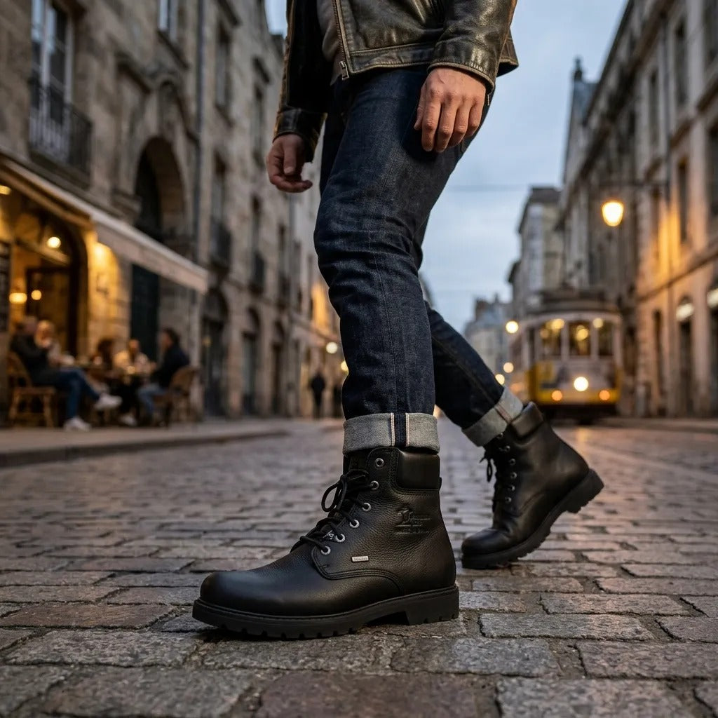 03 GTX C2 – Schwarze, wasserdichte Herren-Ankle-Boots aus Leder