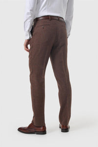 Thomas – Herrenhose aus braunem Wollmischgewebe mit Fischgrätmuster