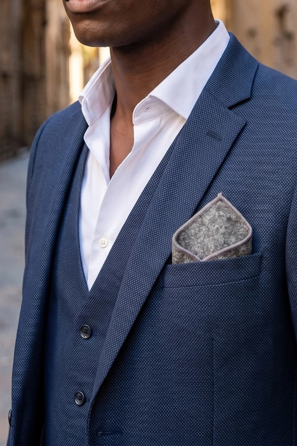 Graues Tweed-Einstecktuch für Herren
