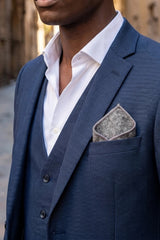Graues Tweed-Einstecktuch für Herren