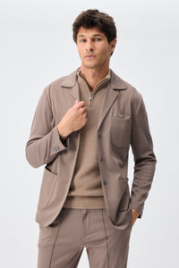 Herrenblazer aus weichem Jersey in Taupe-Braun, elegant-lässig