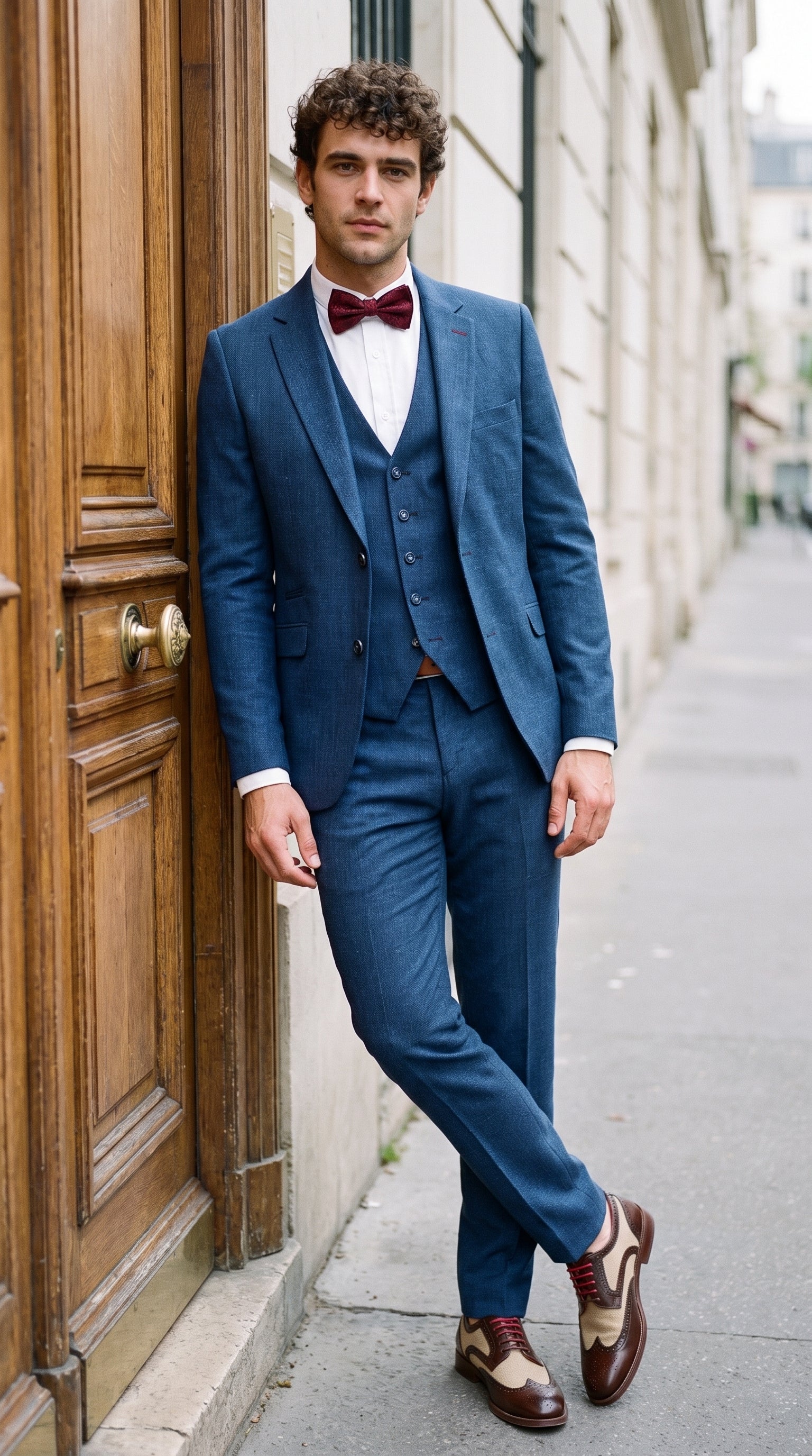 Look #839 styled with Blauer Sommer-Leinenanzug für Herren
