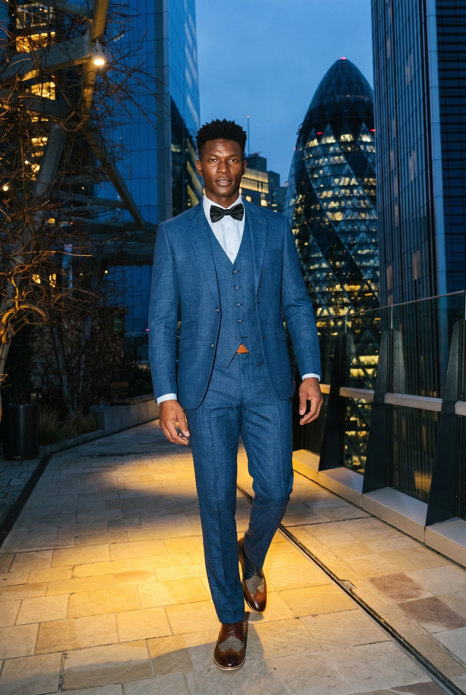 Look #997 styled with Blauer Sommer-Leinenanzug für Herren