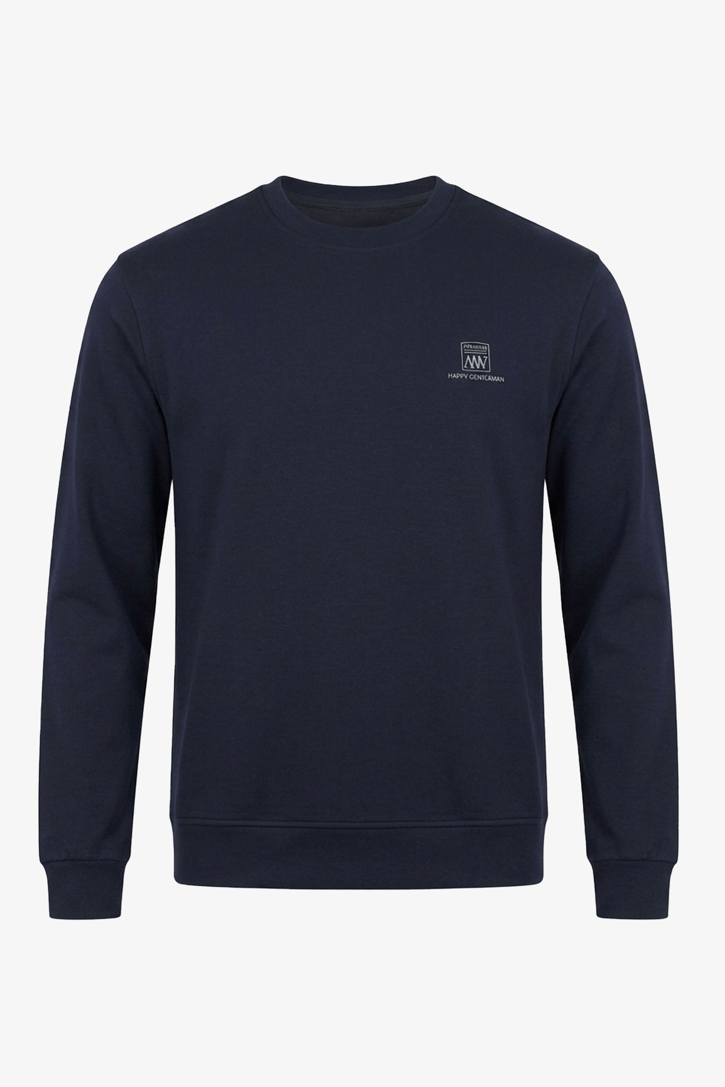Herren-Sweatshirt mit Rundhalsausschnitt, langen Ärmeln und Stretchanteil aus Baumwollmischgewebe in Marineblau