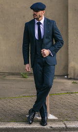Men's Navy Check 3 Piece Suit