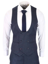 Men's Navy Check 3 Piece Suit