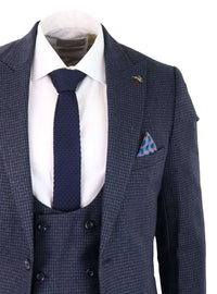 Men's Navy Check 3 Piece Suit