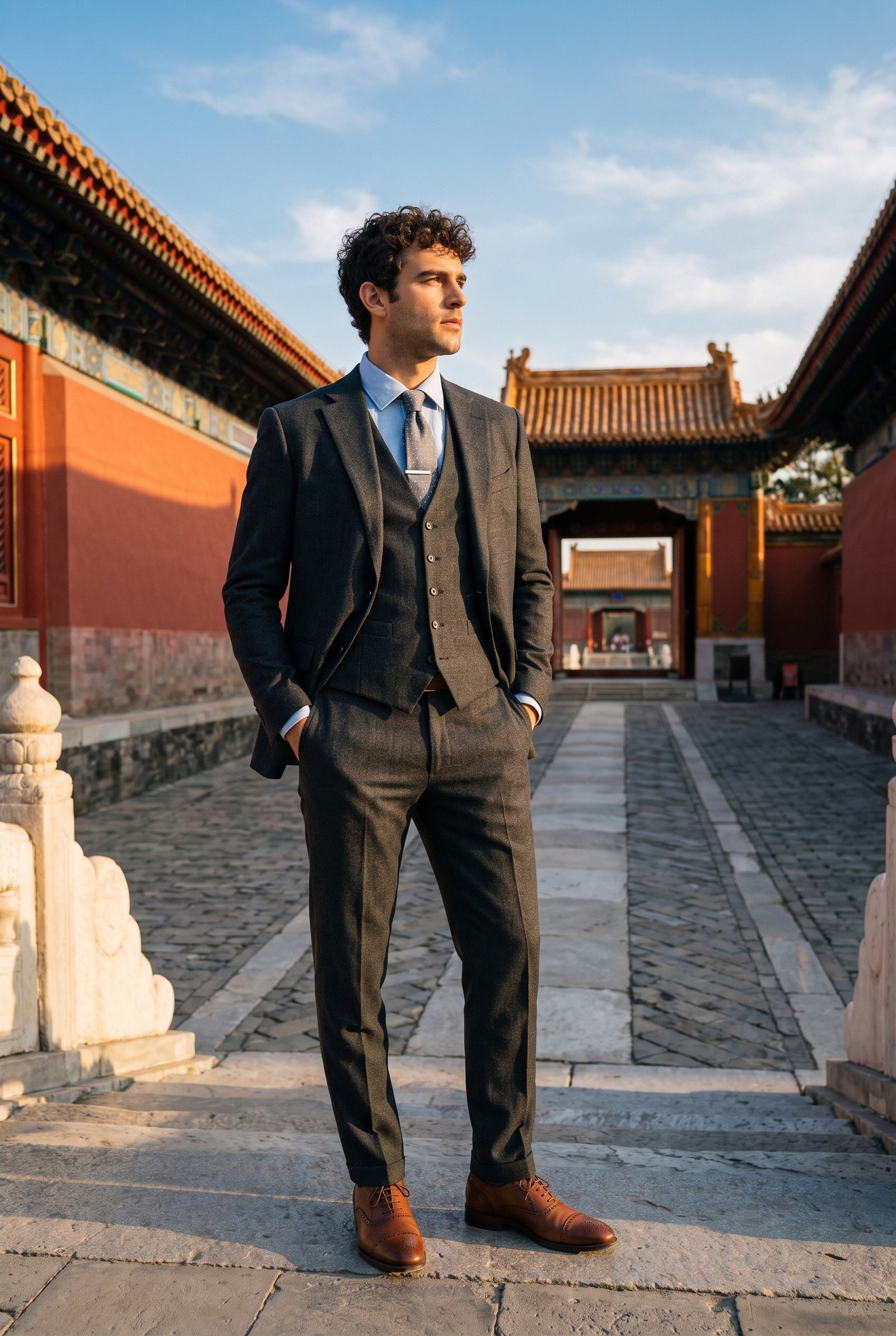 Look #179 styled with Bond – Anthrazitfarbener 3-teiliger Anzug mit maßgeschneiderter Passform für Herren