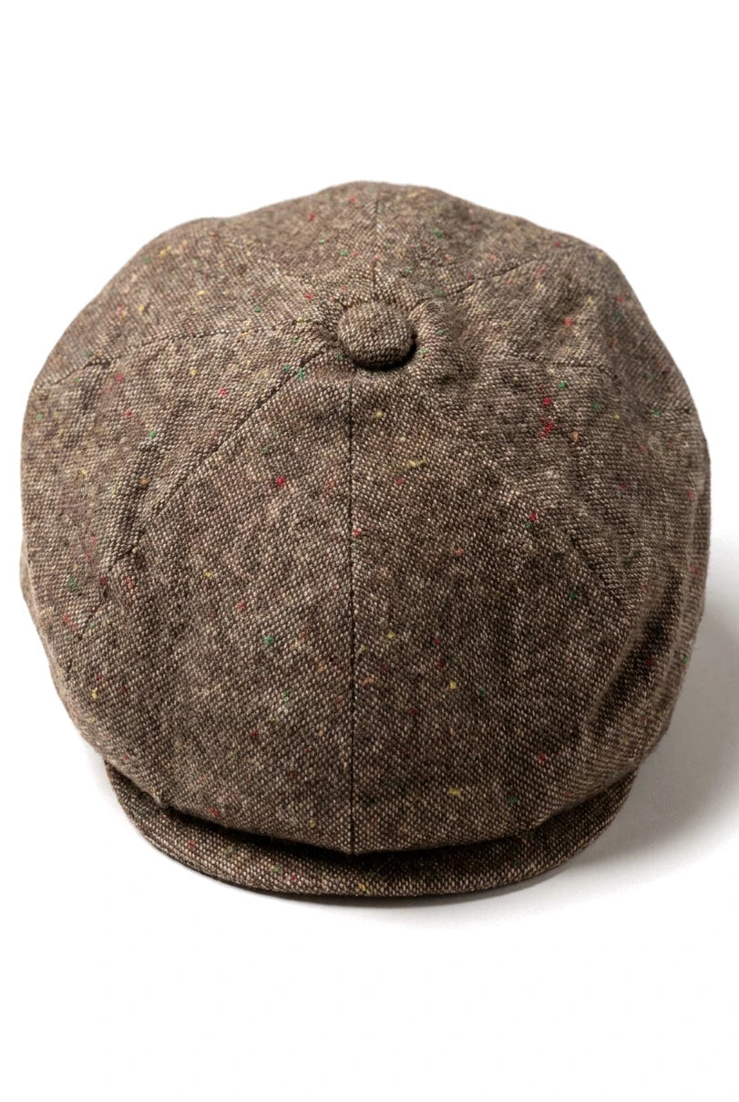 8 Panel Baker Boy Cap Shelby Hut Wolle Tweed Klassisch Braun Rasiermesser