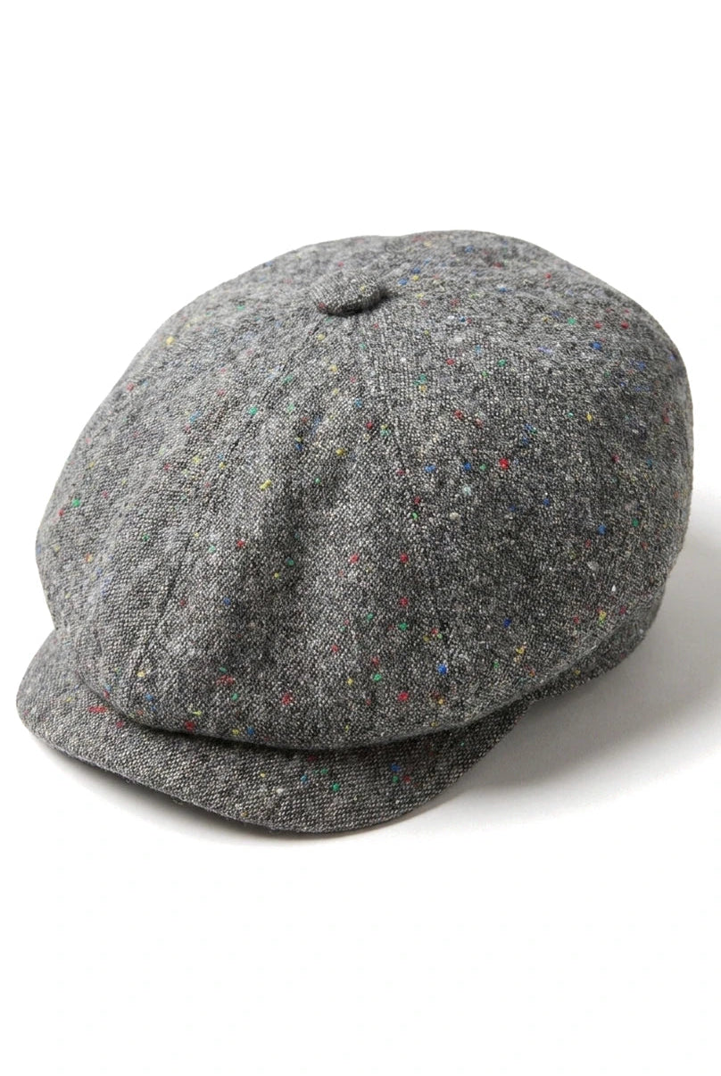 8 Panel Baker Boy Cap Shelby Hut Wolle Tweed Klassisch Grau Razor