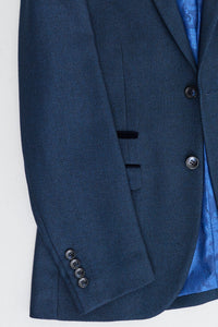 Herren Anzug Marineblau 3 Stück Birdseye Anzug Hochzeit Abschlussball Formal Smart Classic