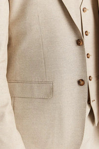 Belmont - Men's Beige 3 Piece Stitch Lapel Classic Suit