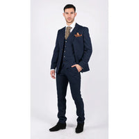 Herrenanzug, Marineblau, 3-teilig, maßgeschneidert, elegant, formell, klassisch, für Hochzeiten, Retro, Vintage