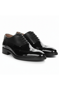 Harry - Schwarze Herren-Brogueschuhe aus Lackleder