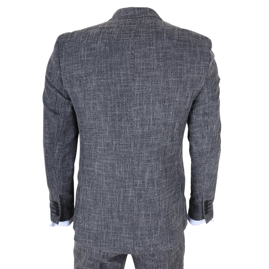 IM33 - Schwarzer 3-teiliger Herrenanzug mit taillierter Passform