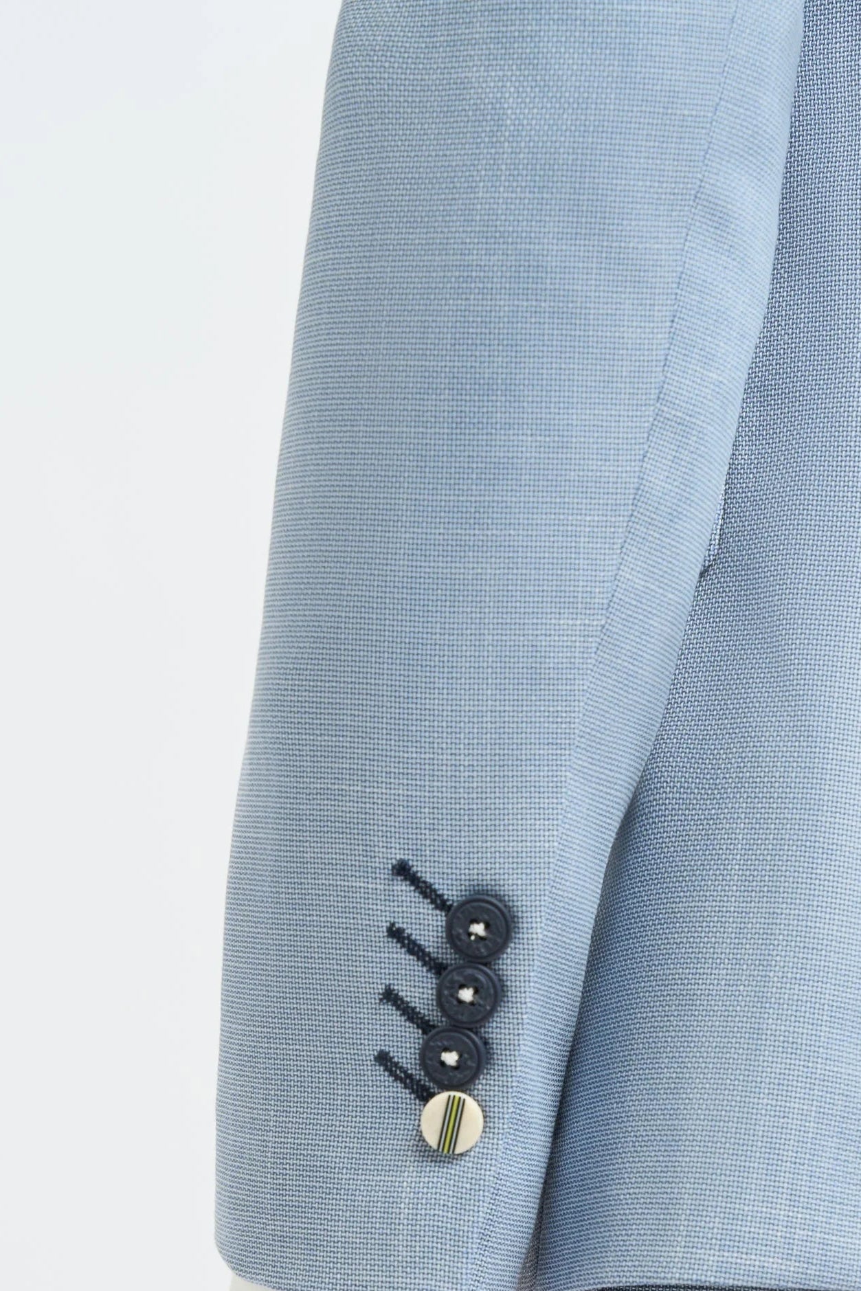 Herren-Sommerhochzeitsanzug aus Leinen in Himmelblau mit marineblauer Hose