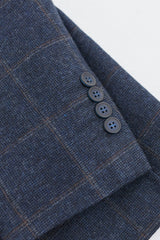 Herrenanzug 3-teilig Wolle Tweed Marineblau Braun Kariert 1920er Gatsby