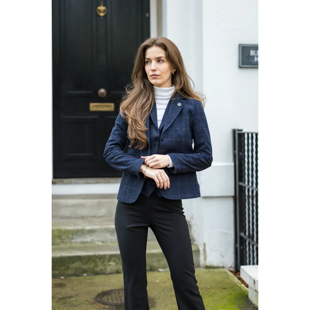 TPSTZ72 - Damen-Tweed-Blazerweste in Marineblau