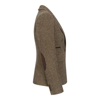 TPW-20 – Damenblazer aus braunem Tweed-Wollmischgewebe mit Hahnentrittmuster