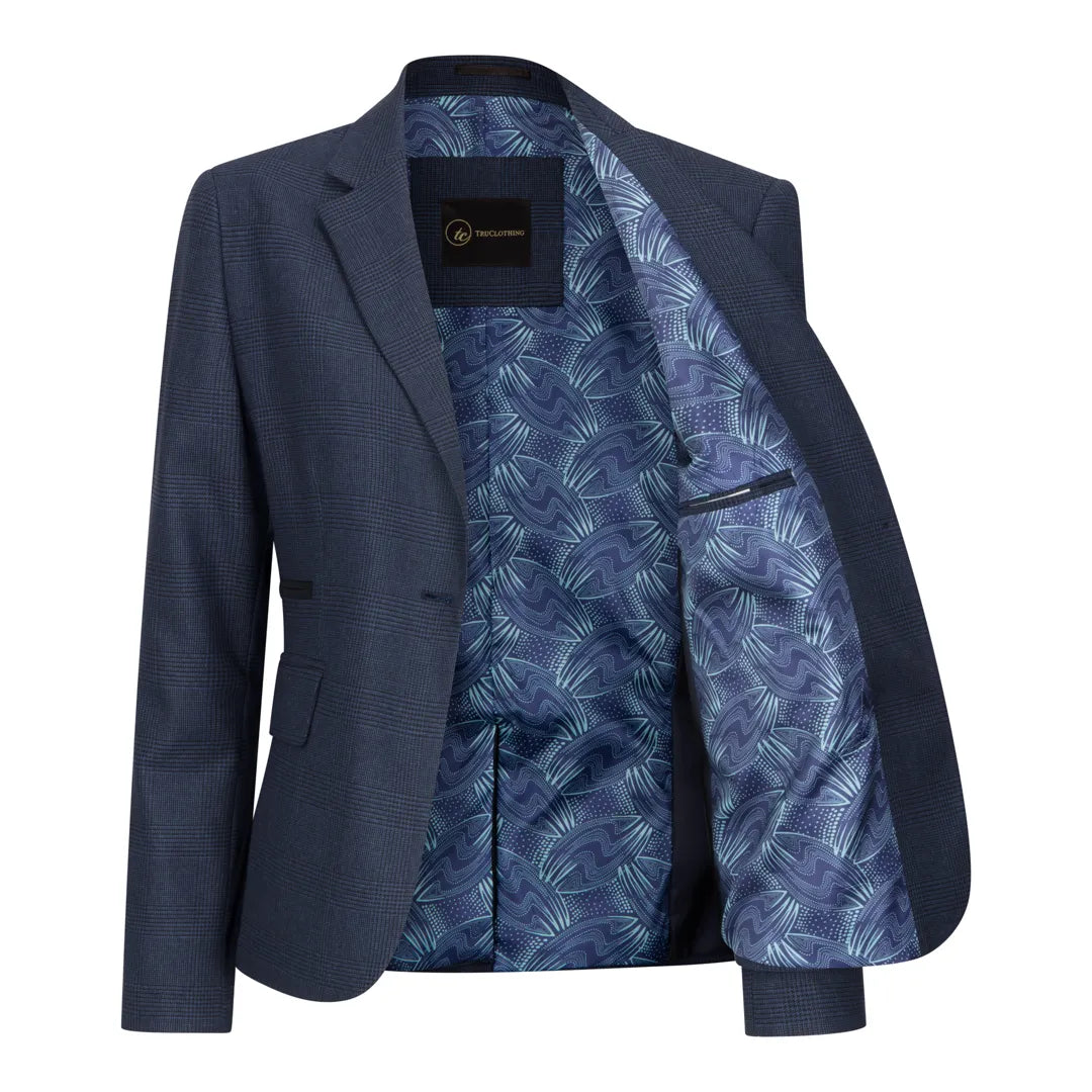 TPW52 - Damenanzug in Marineblau, 3-teilig, Prince-of-Wales-Karo