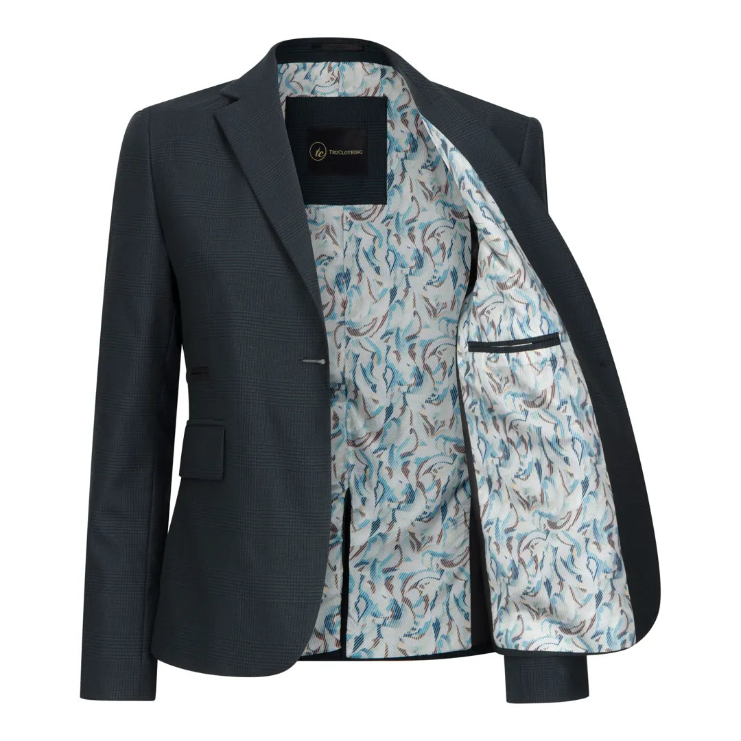 TPW53 - Grüner 3-teiliger Damenanzug im Prince-of-Wales-Karo-Muster