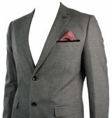 Mens Tweed Vintage Retro Brown Checked Blazer Elbow Patch Black Trim Tailored
