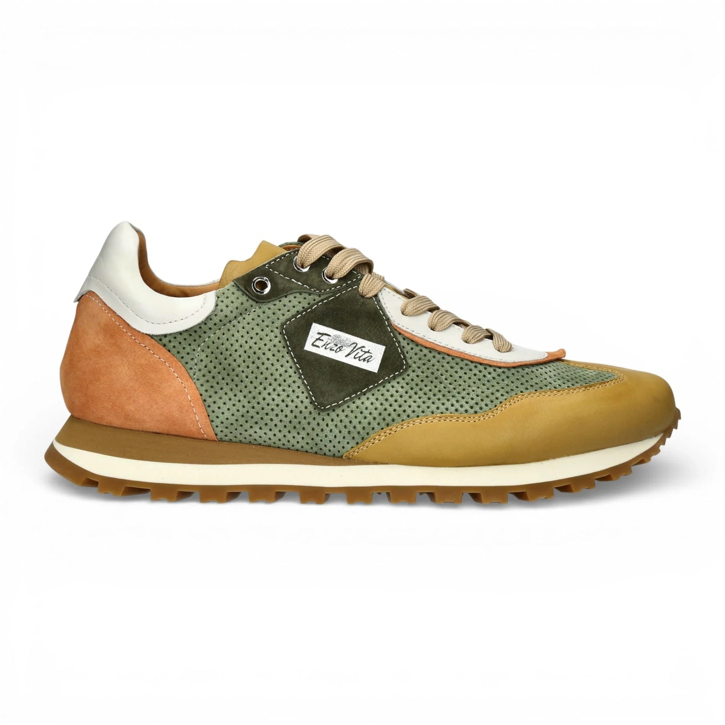 Aglae 02 – Herren-Sneaker aus grünem und beigem Leder