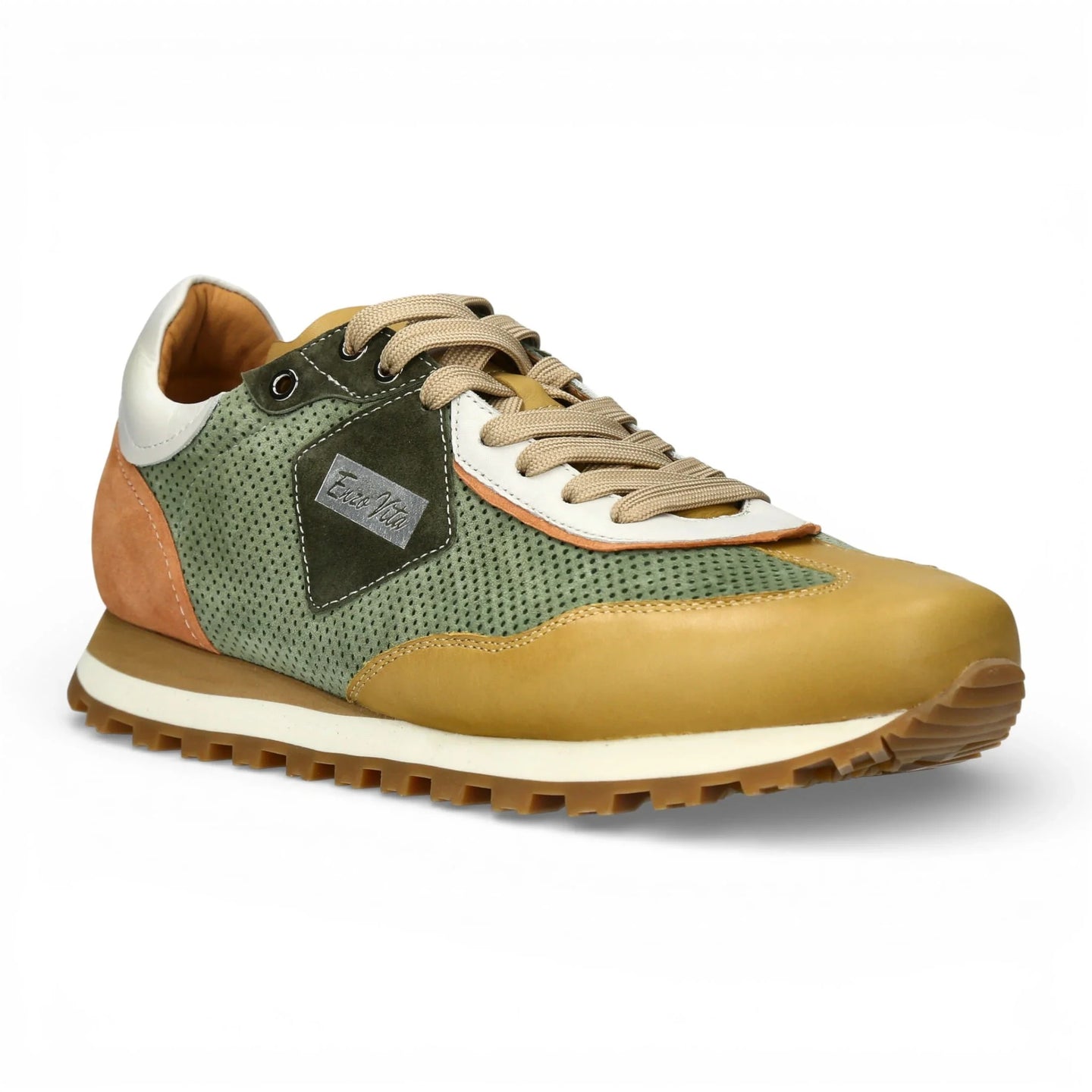 Aglae 02 – Herren-Sneaker aus grünem und beigem Leder