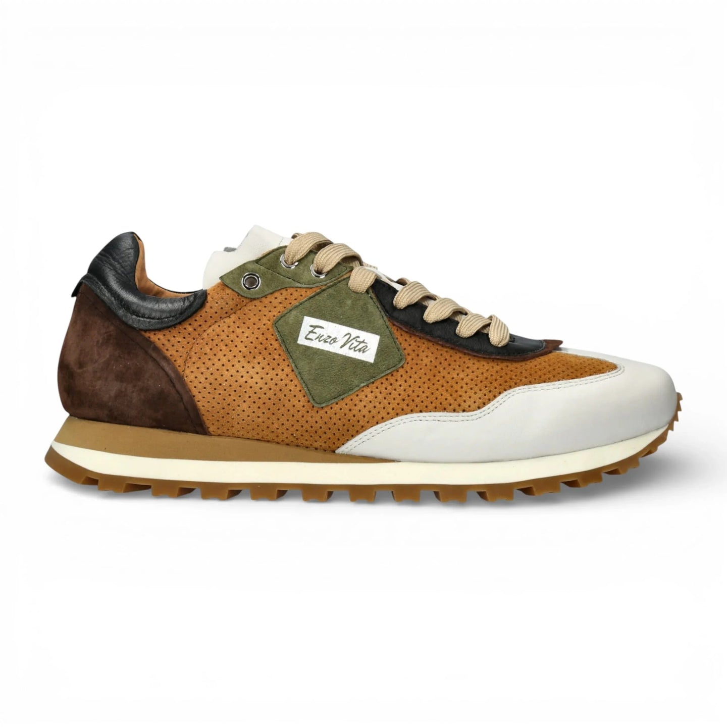 Aglae 02 – Herren-Sneaker aus hellbraunem und weißem Leder