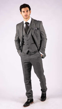Men's Grey Glen Check 3 Piece Suit