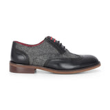 Albert - Schwarze Herren-Brogueschuhe aus Leder mit Tweed-Details