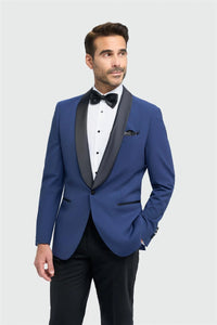 Aspen – Blauer Herren-Smokingblazer mit Schalkragen