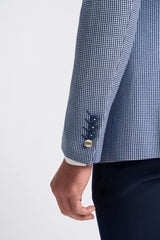 Baresi Herrenanzug, 3-teilig, kontrastierend, grau und marineblau, klassischer Sommer-Karoanzug