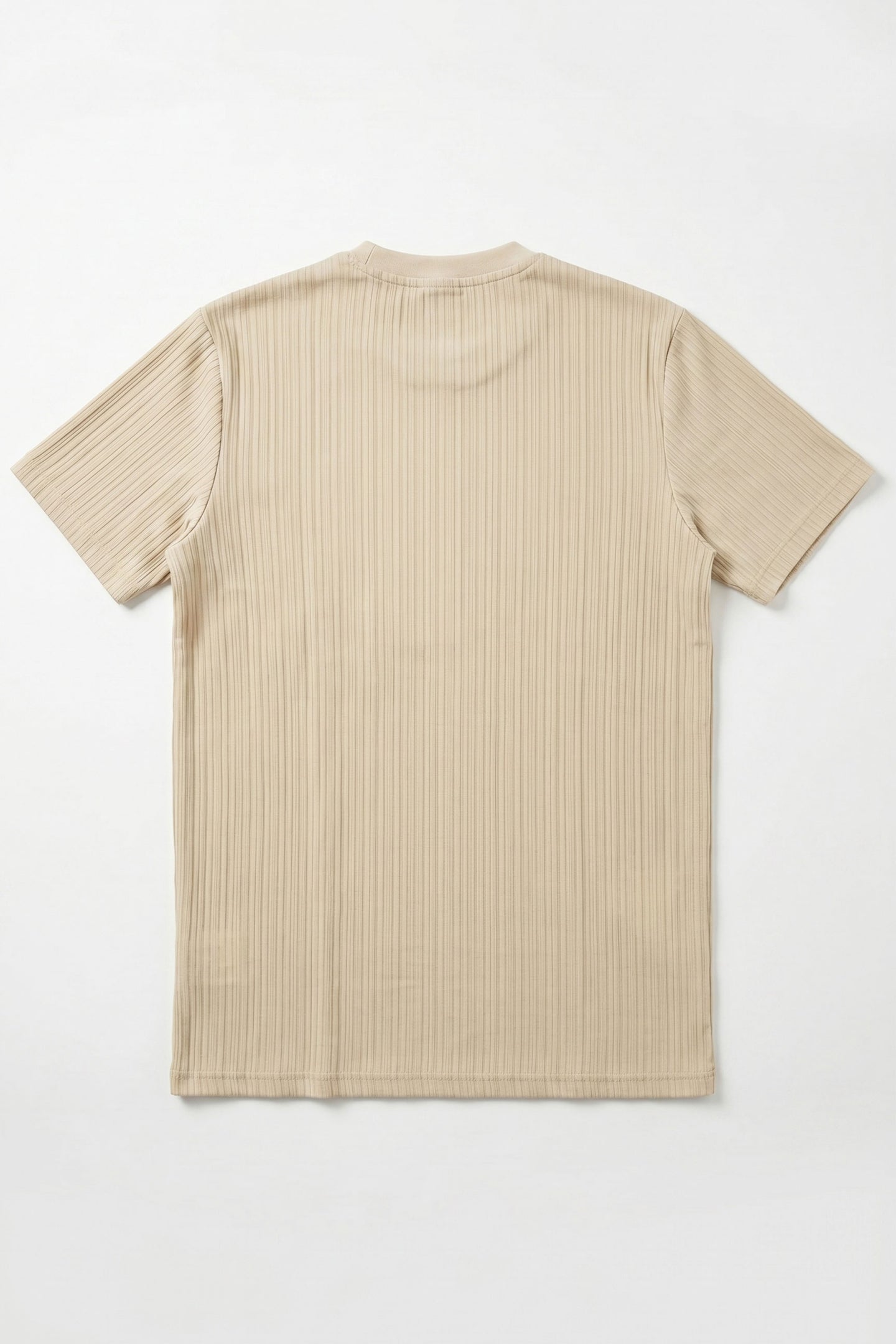 Beiges, geripptes klassisches T-Shirt für Herren