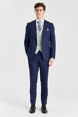Belmont Navy Anzug mit kontrastierender Belmont Sage Weste