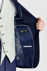 Belmont Navy Anzug mit kontrastierender Belmont Sage Weste