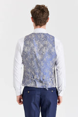 Marineblauer Anzug von Belmont mit kontrastierender silberner Weste von Belmont