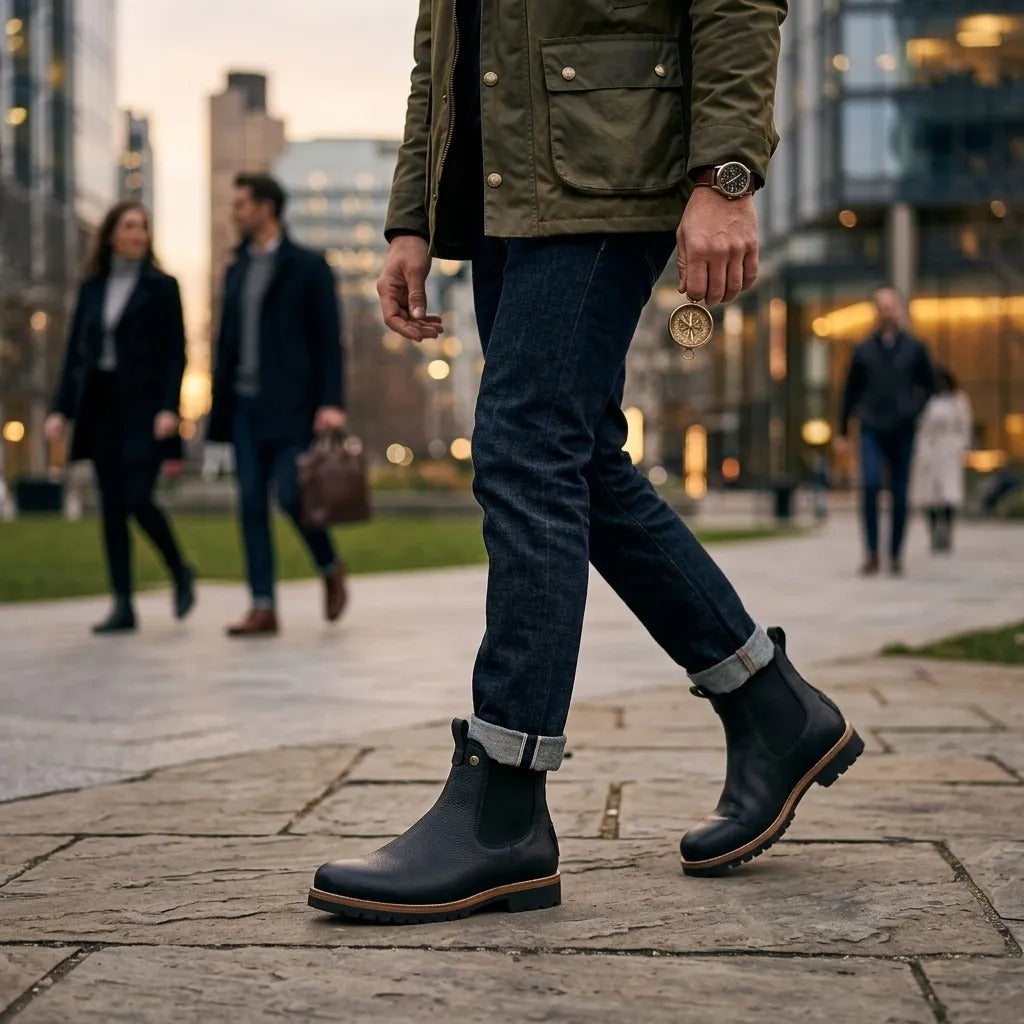 Beny Igloo C1 – Schwarze, wasserdichte Chelsea-Boots aus Leder für Herren
