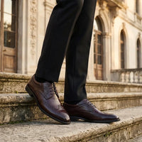 Cambridge - Dunkelbraune Herren-Brogue-Derby-Schuhe mit Flügelkappe