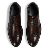 Cambridge - Dunkelbraune Herren-Brogue-Derby-Schuhe mit Flügelkappe