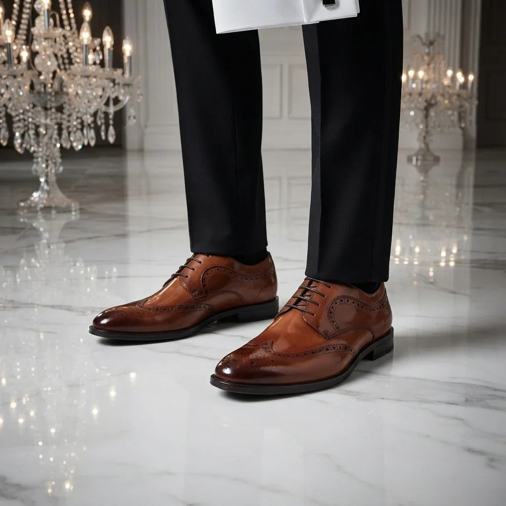 Cambridge - Herren-Brogue-Derby-Schuhe in Hellbraun