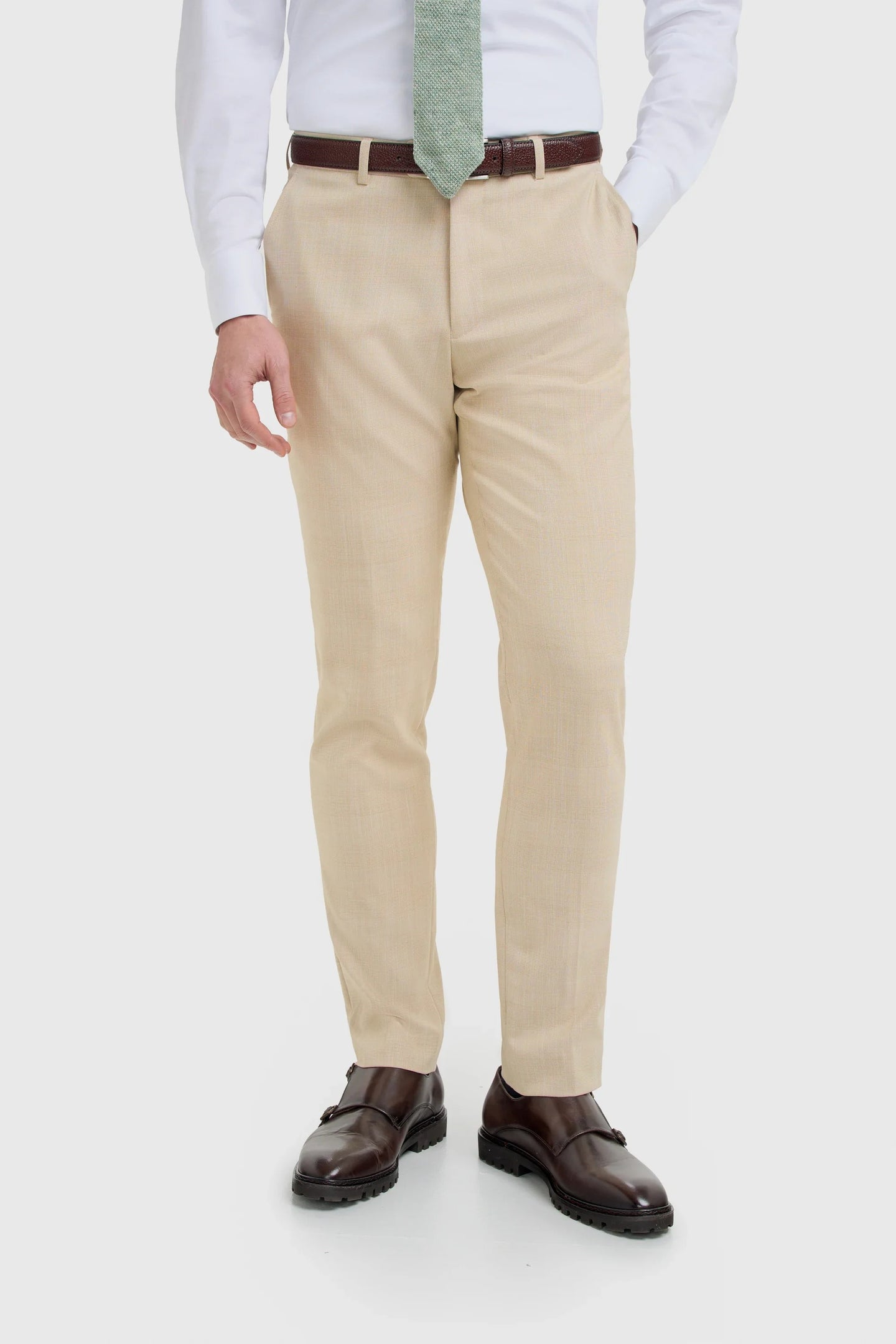 Camden - Beige karierte Herrenhose