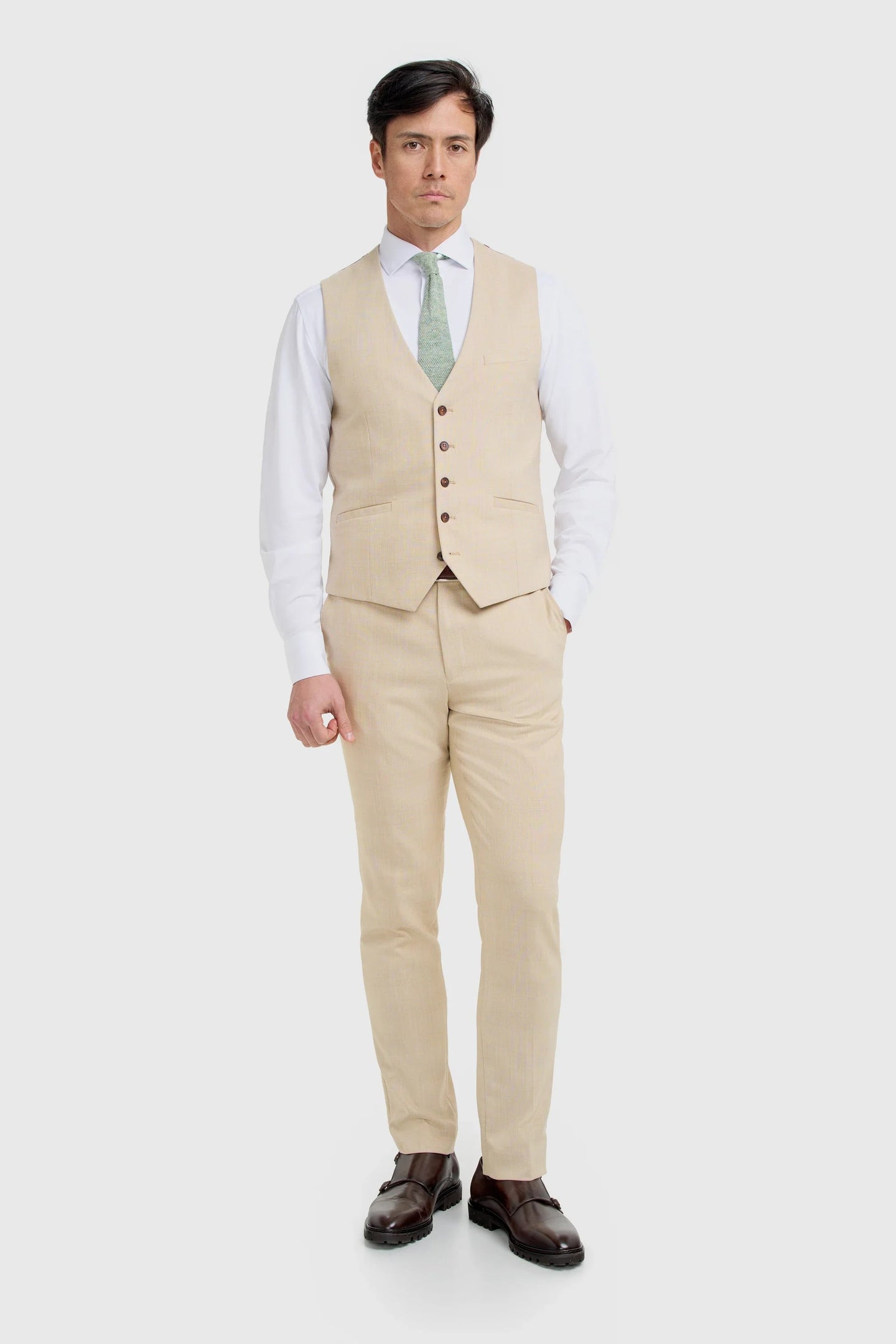 Camden - Beige karierte Herrenweste