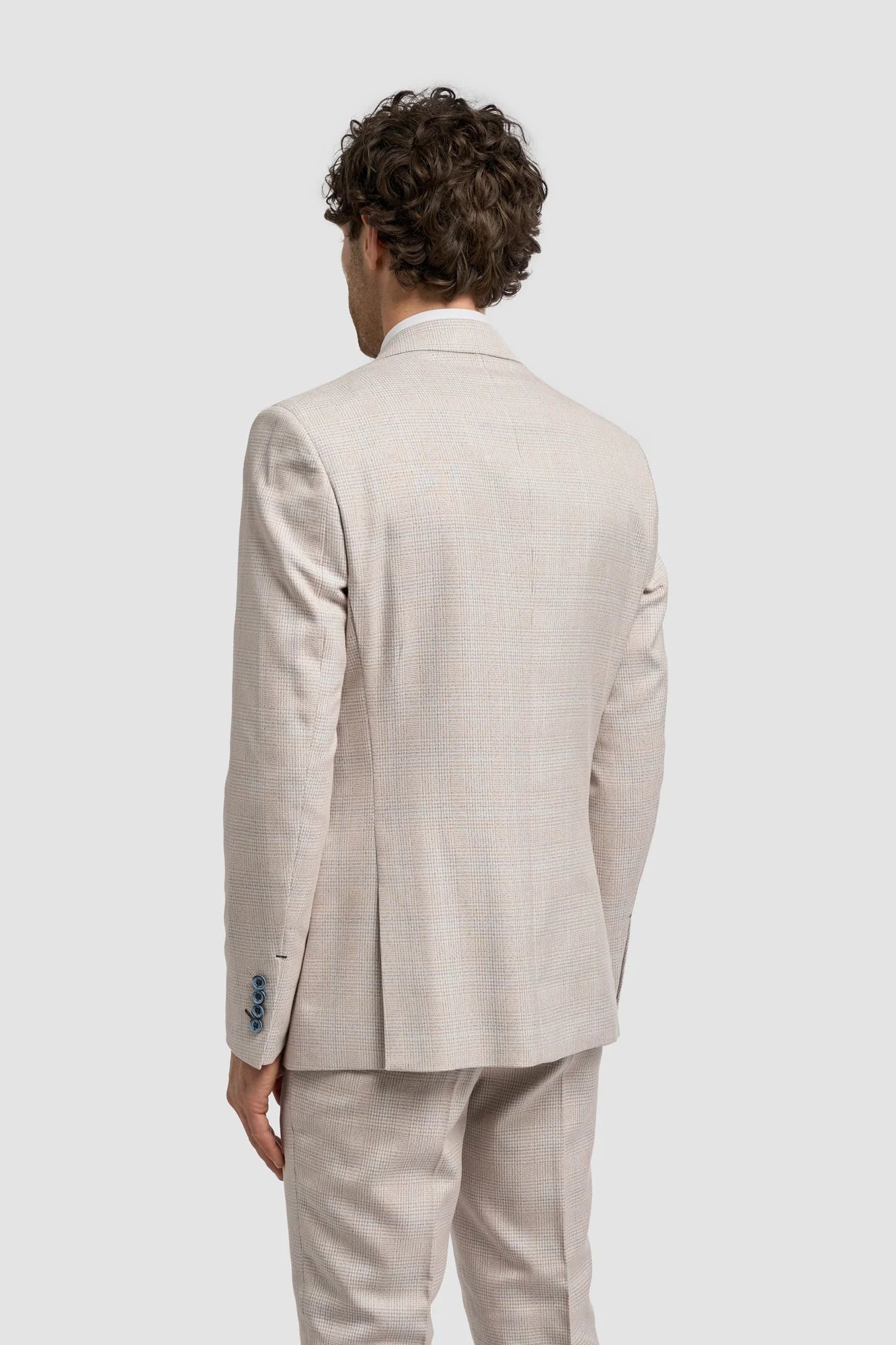 Caridi - Herren Tweed Beige Hochzeitsblazer